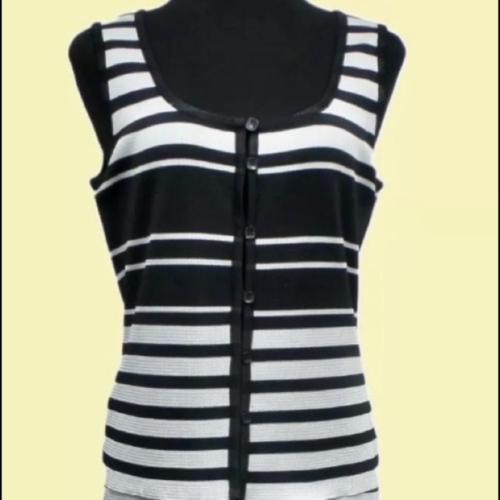 Rodika Zanian black/ gray striped skirt set, M